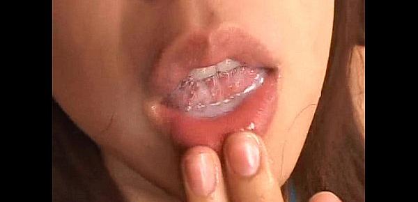  Japanese teen Miki deepthroats & swallows